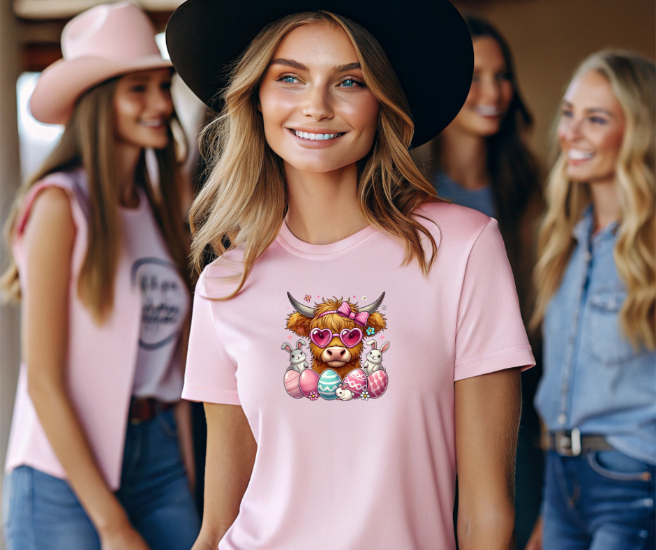 Easter highland cow t-shirt