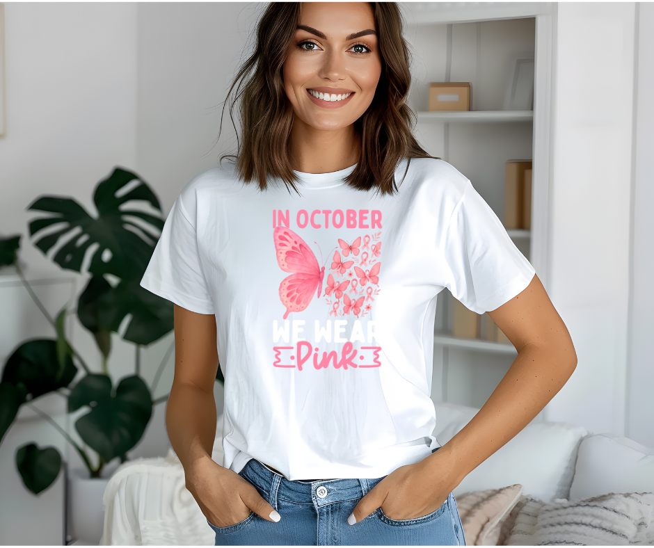 In October, We Wear Pink T-shirt – Breast Cancer Awareness