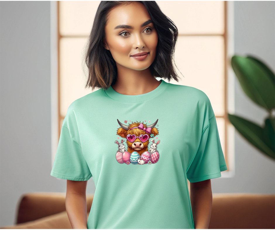 Easter highland cow t-shirt