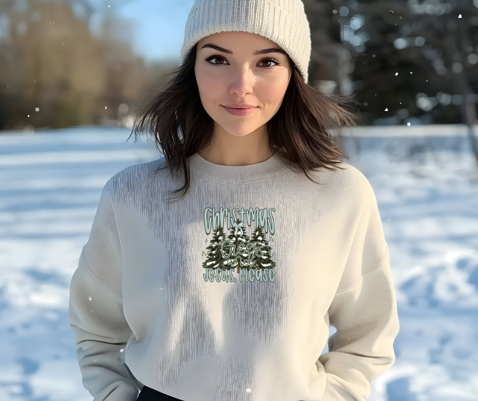 Christmas Trees and Jesus Shirt – Christian Christmas Tee / Holiday Sweatshirt