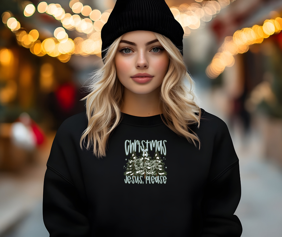 Christmas Trees and Jesus Shirt – Christian Christmas Tee / Holiday Sweatshirt