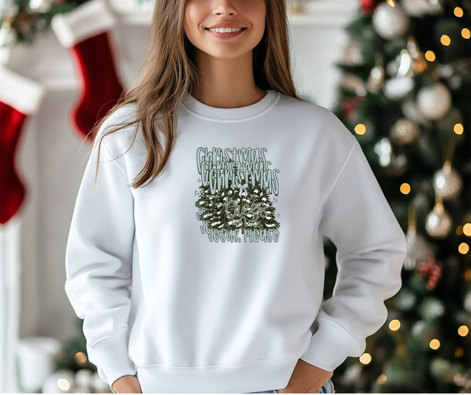 Christmas Trees and Jesus Shirt – Christian Christmas Tee / Holiday Sweatshirt