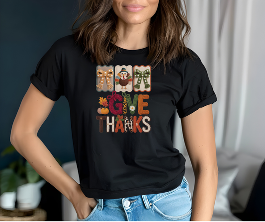 Give Thanks Faux Yarn Tee