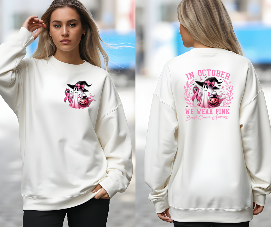 In October We Wear Pink Sweatshirt – Breast Cancer Awareness