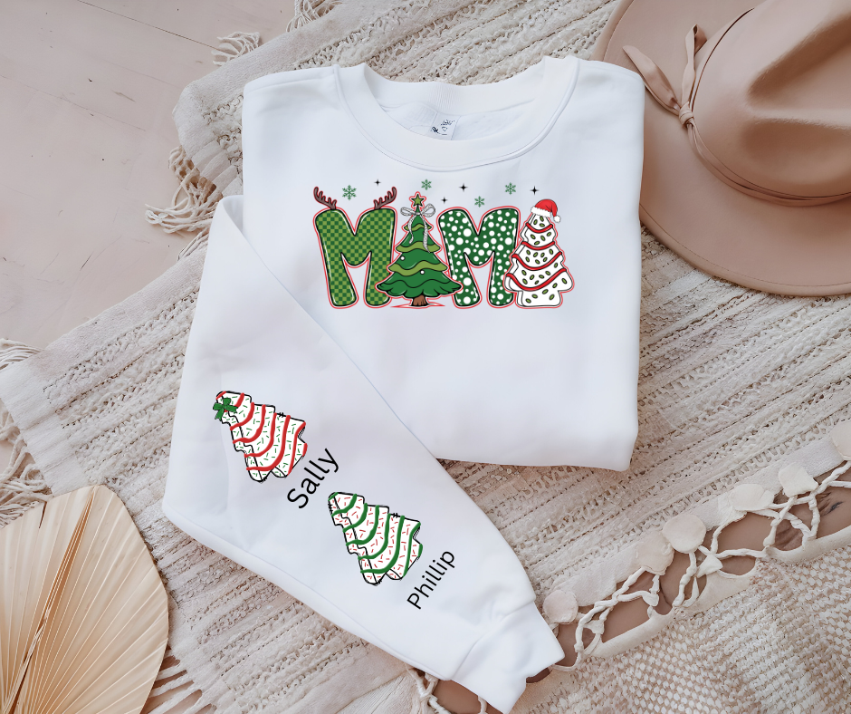 Personalized “Mama” Christmas Sweatshirt – Custom Kids’ Names