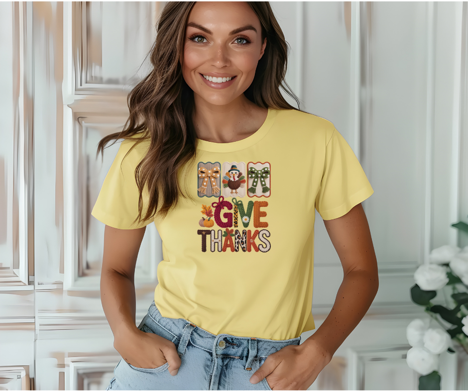 Give Thanks Faux Yarn Tee