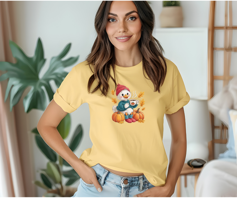 Cute Duck with Coffee and Pumpkin Tee