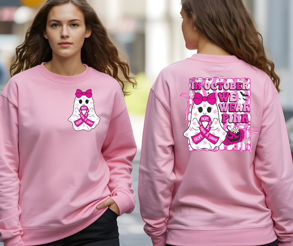 In October We Wear Pink Sweatshirt – Breast Cancer Awareness