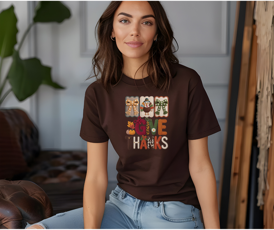 Give Thanks Faux Yarn Tee