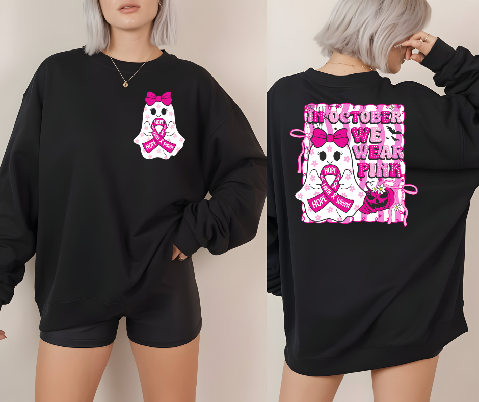 In October We Wear Pink Sweatshirt – Breast Cancer Awareness