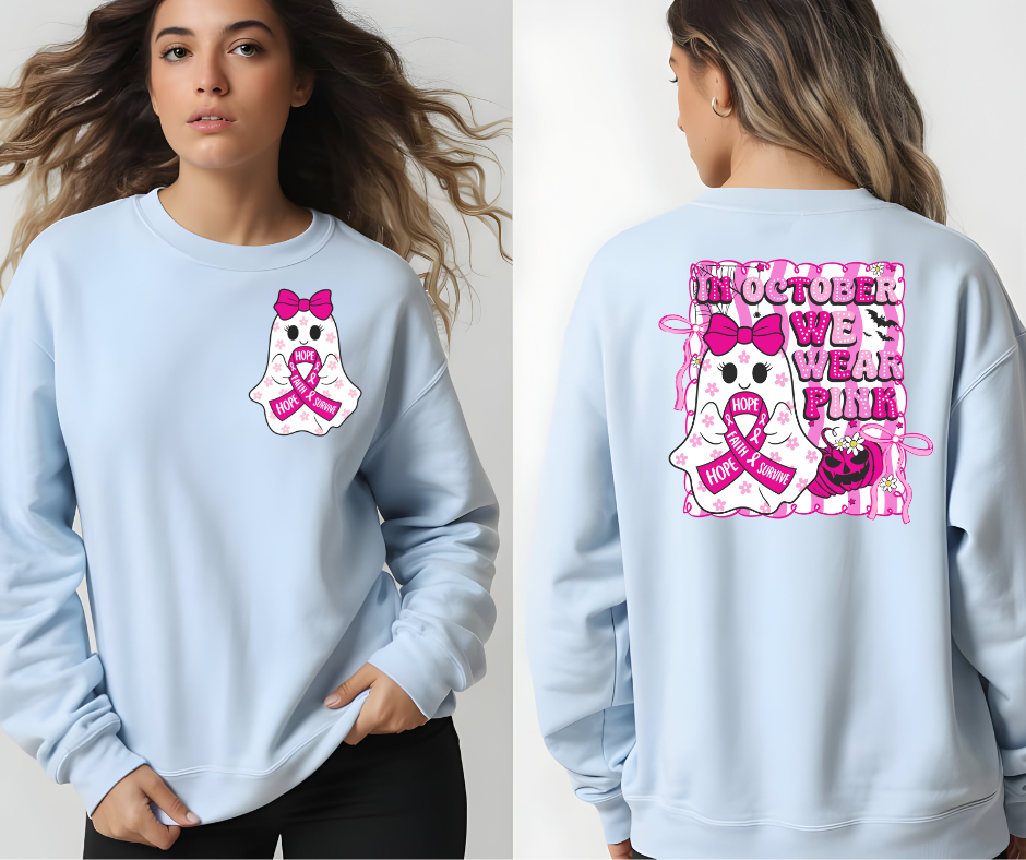 In October We Wear Pink Sweatshirt – Breast Cancer Awareness
