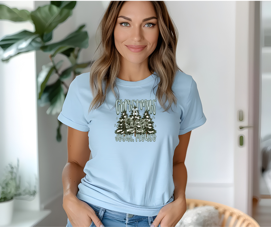 Christmas Trees and Jesus Shirt – Christian Christmas Tee / Holiday Sweatshirt