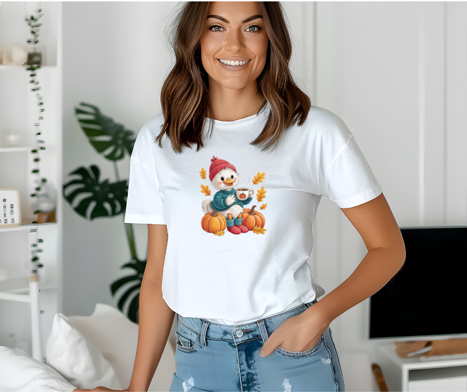 Cute Duck with Coffee and Pumpkin Tee