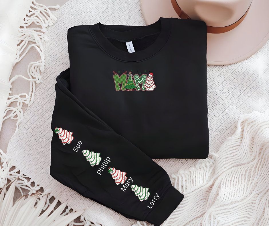 Personalized “Mama” Christmas Sweatshirt – Custom Kids’ Names