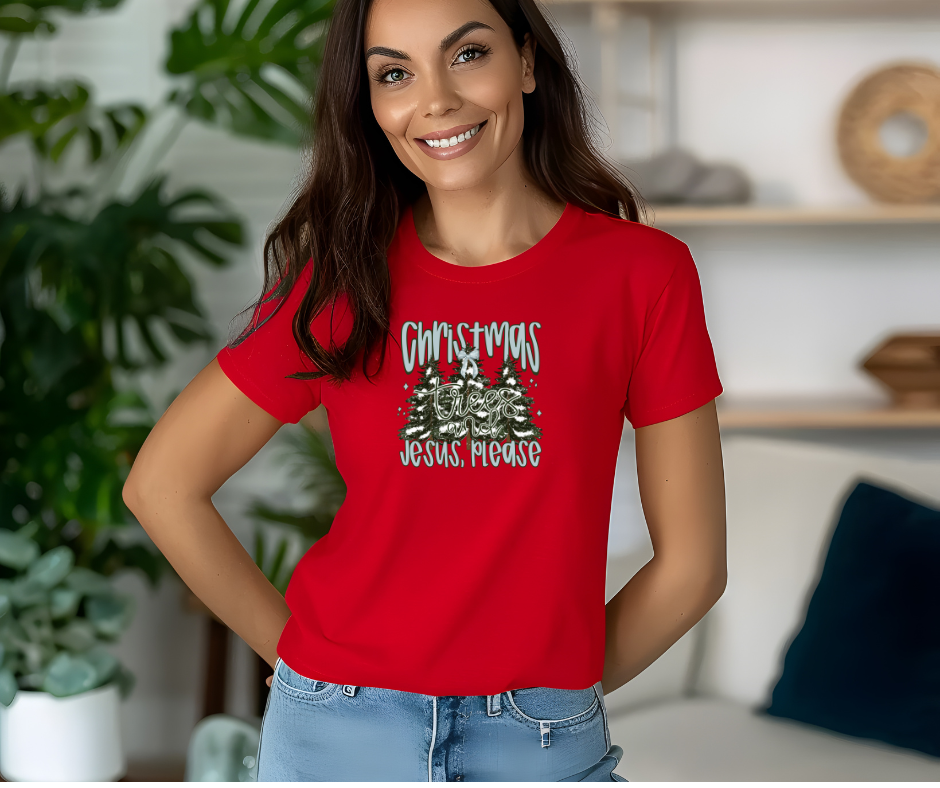 Christmas Trees and Jesus Shirt – Christian Christmas Tee / Holiday Sweatshirt