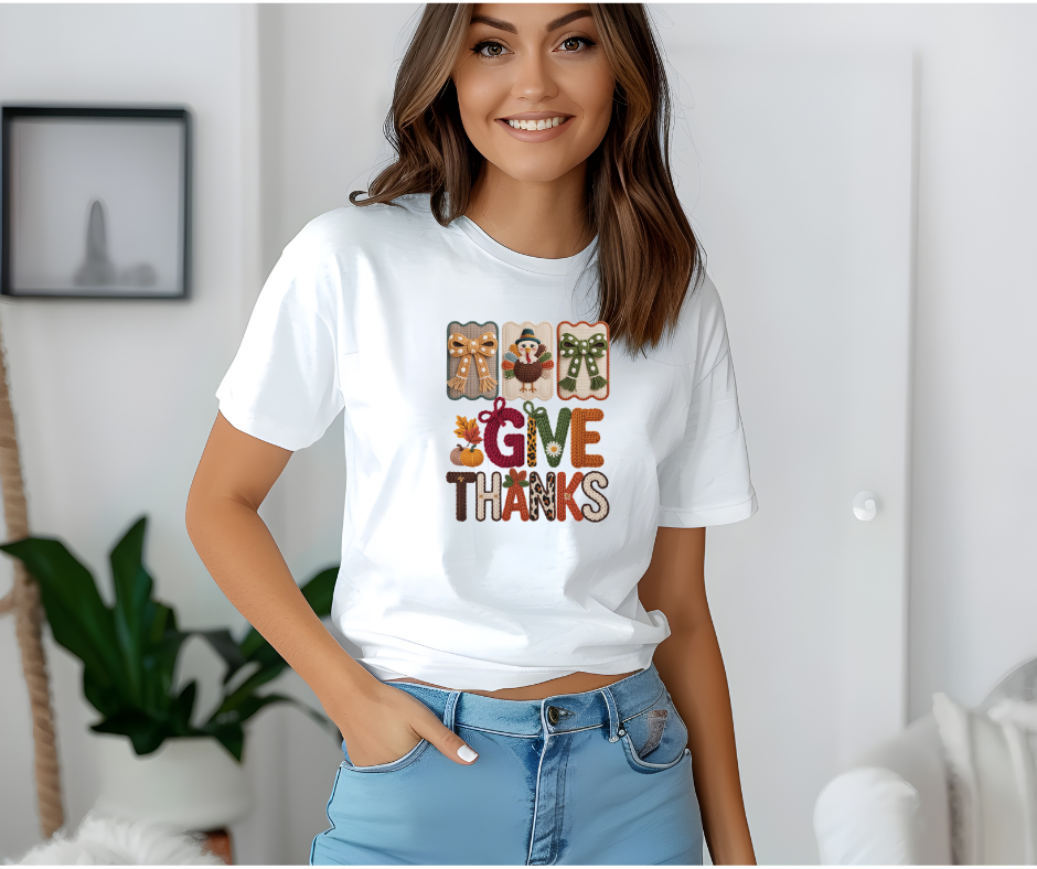 Give Thanks Faux Yarn Tee