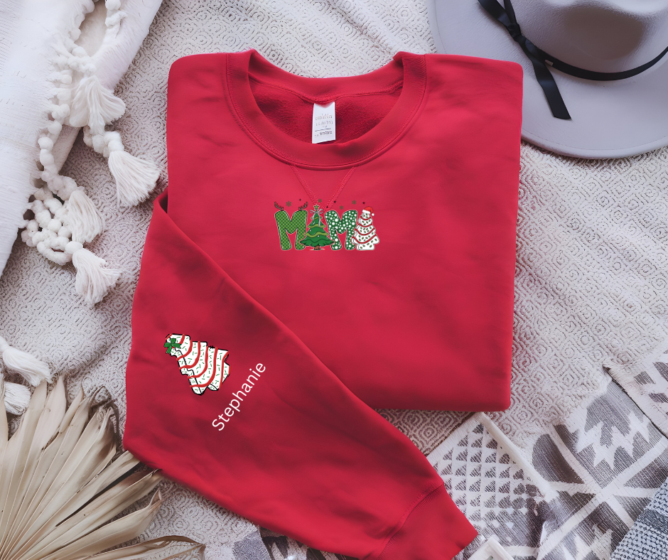 Personalized “Mama” Christmas Sweatshirt – Custom Kids’ Names