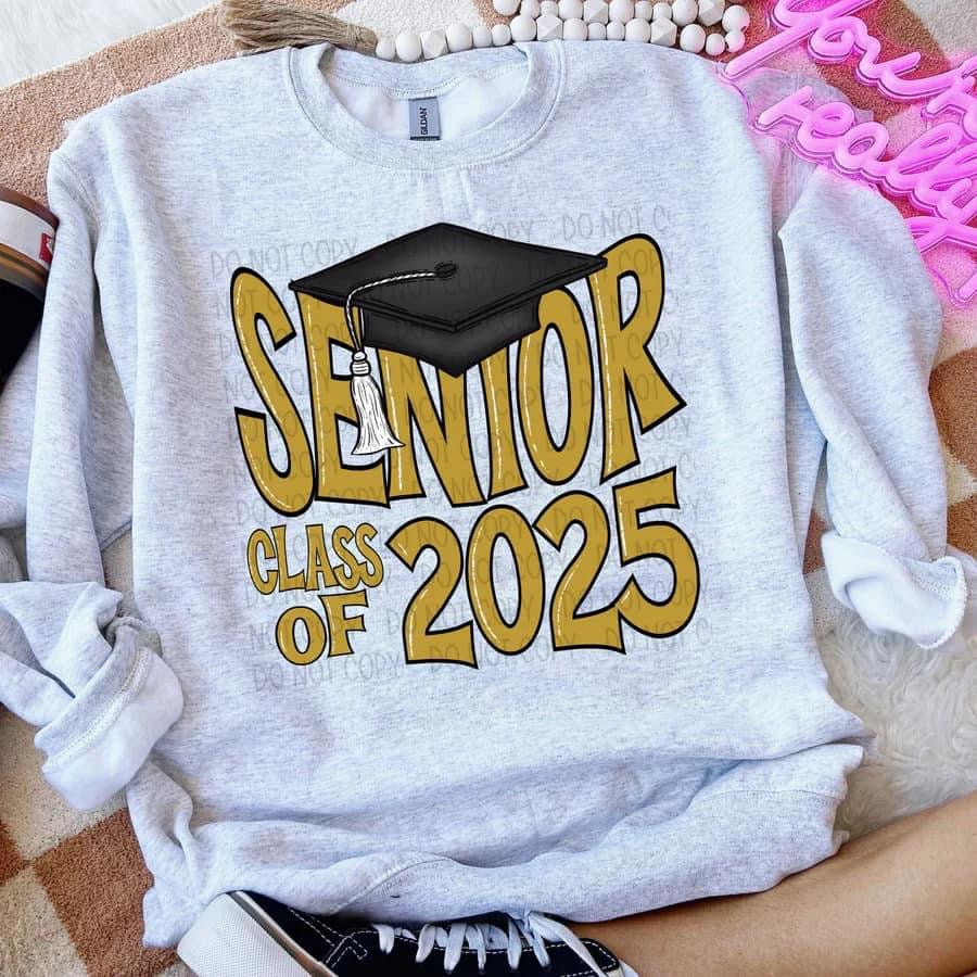 Senior 2025 sweatshirt ( you are choosing color of font, sweatshirt will be ash grey color)