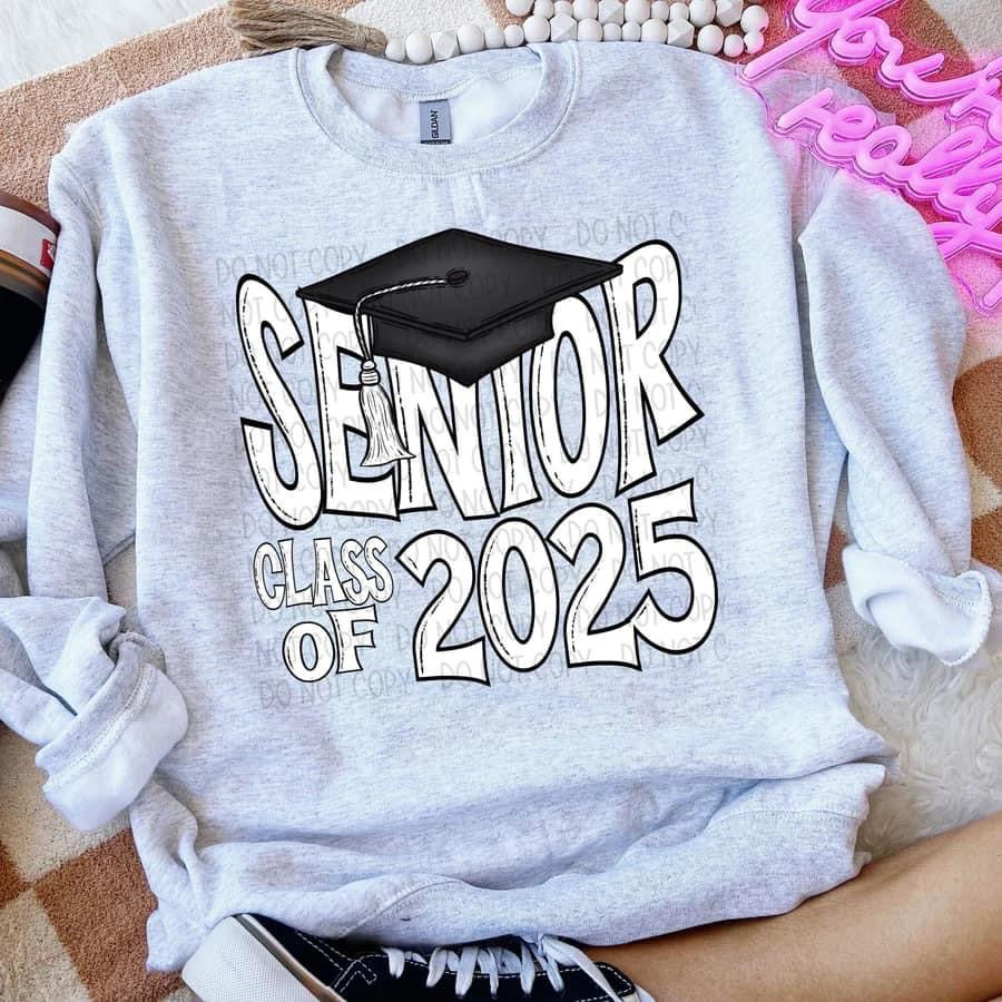 Senior 2025 sweatshirt ( you are choosing color of font, sweatshirt will be ash grey color)